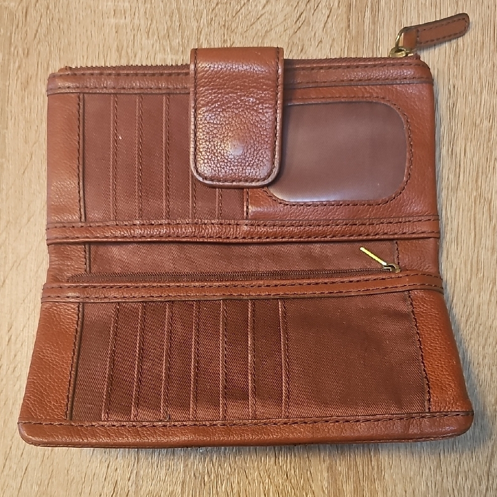 Fossil Cognac Leather Zip Clutch Wallet - Picture 3 of 6